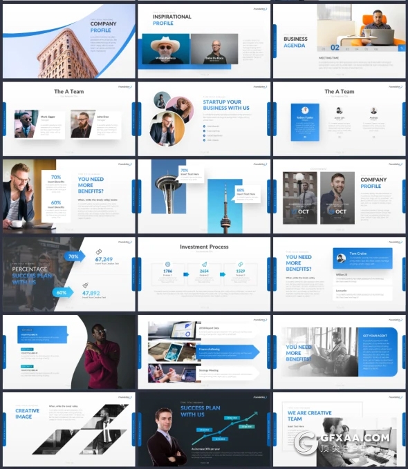 60页高品质国外商务企业宣传项目合作PPT模板年终计划工作总结PPT模板11种主题配色 - 顶尖PPT