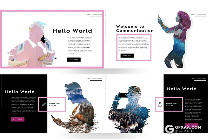 102页简约创意微立体图片剪影国外多用途PPT模板 - 顶尖PPT