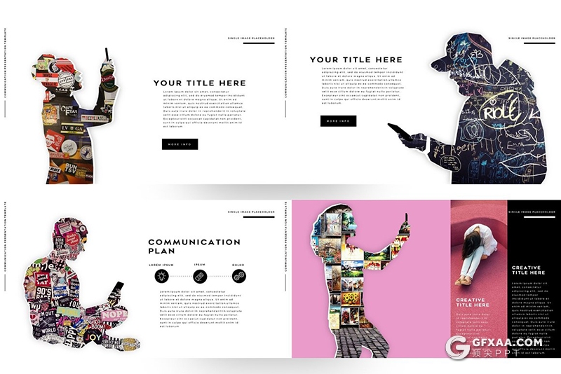 102页简约创意微立体图片剪影国外多用途PPT模板 - 顶尖PPT