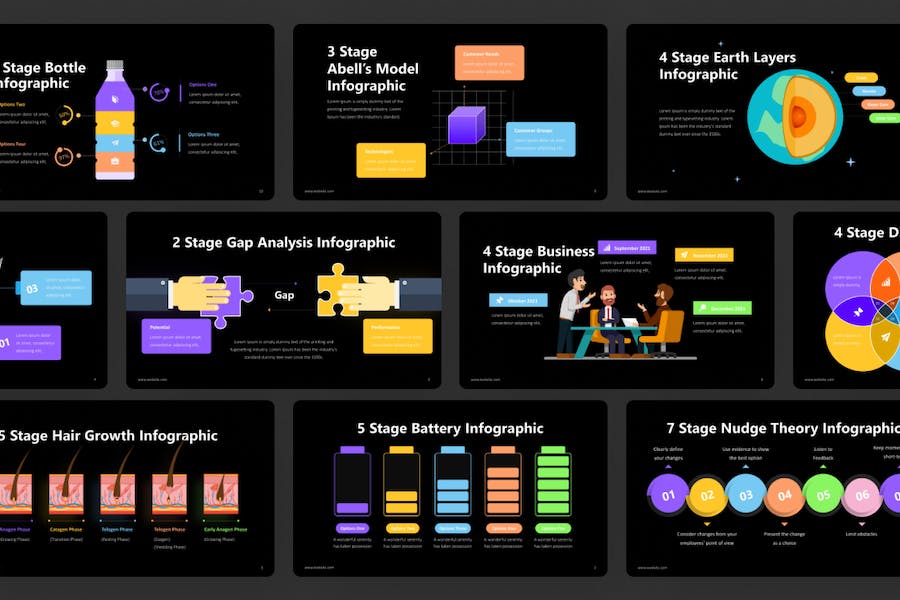 阶段信息图形步骤流程图表PPT模板 - 顶尖PPT