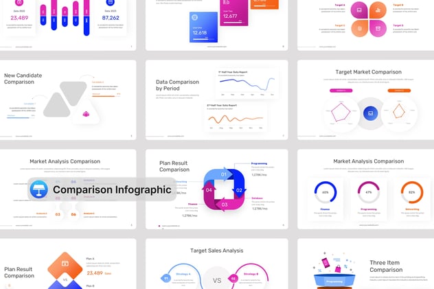 数据比较信息图形keynote模板 - 顶尖PPT