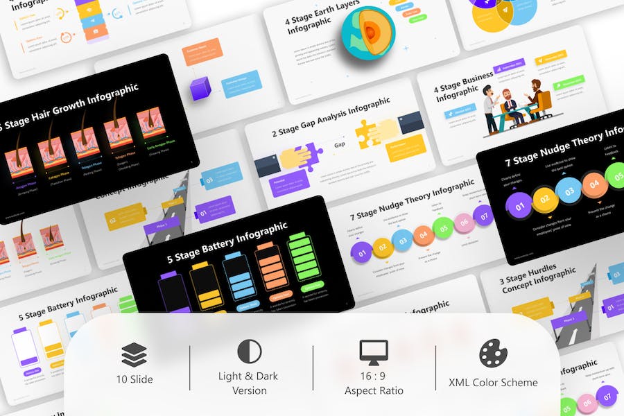阶段信息图形步骤流程图表PPT模板 - 顶尖PPT