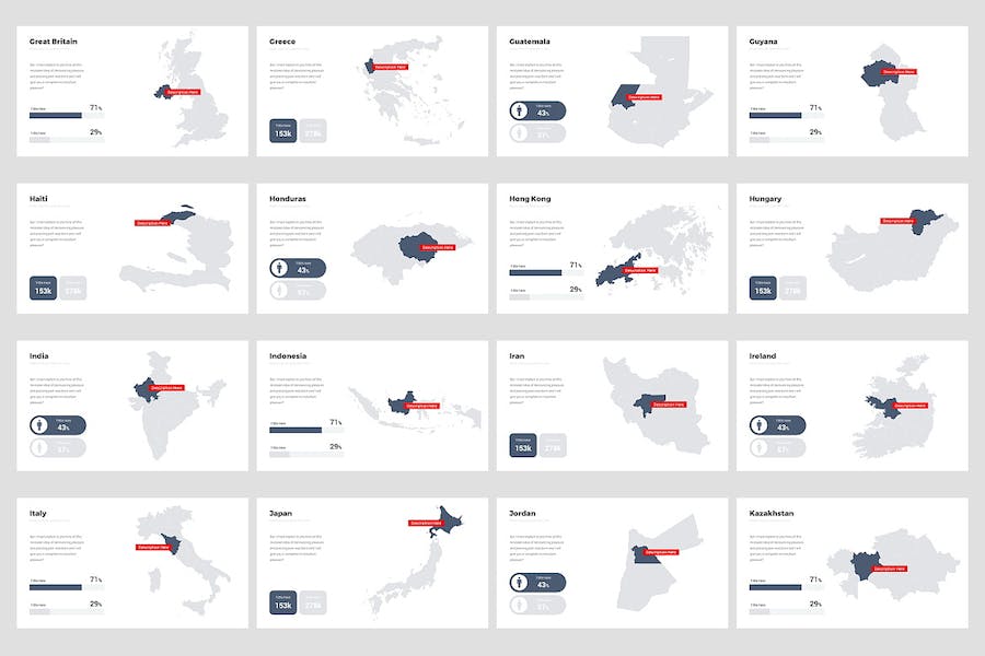 全球各个国家/地区地图图形PPT模板 - 顶尖PPT