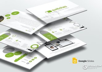 30页扁平化项目汇报工作计划总结Google slides模板5种主题配色 - 顶尖PPT