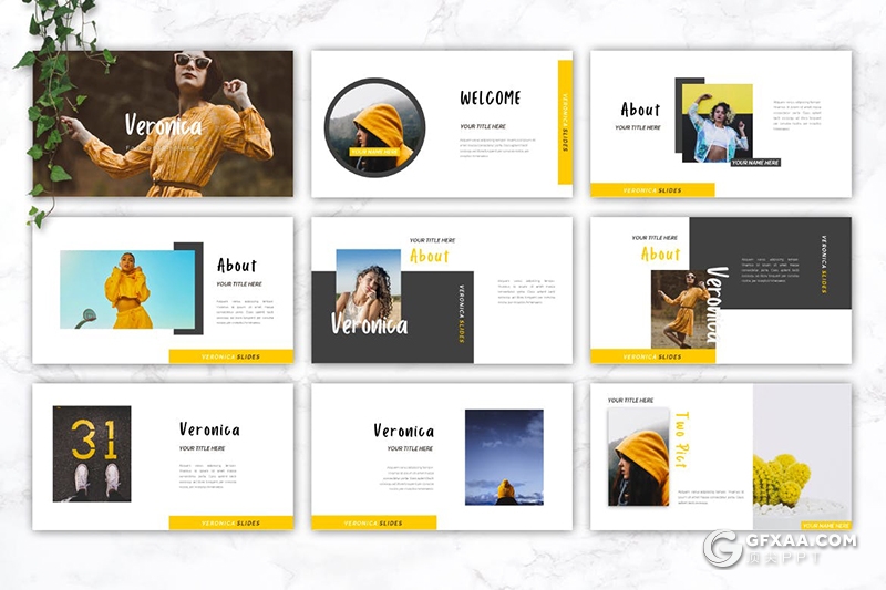 30页极简时尚流行杂志风格多用途PPT模板5种主题配色 - 顶尖PPT