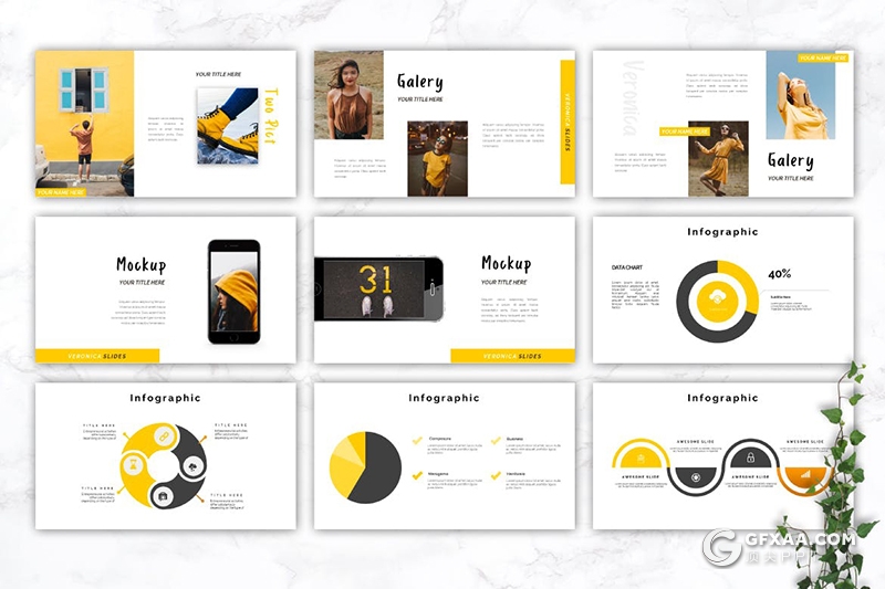 30页极简时尚流行杂志风格多用途PPT模板5种主题配色 - 顶尖PPT