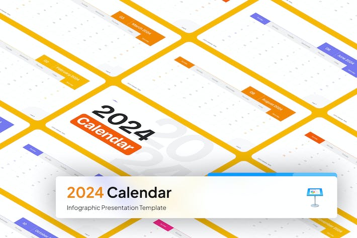 2024日历日期展示工作规划keynote模板 - 顶尖PPT