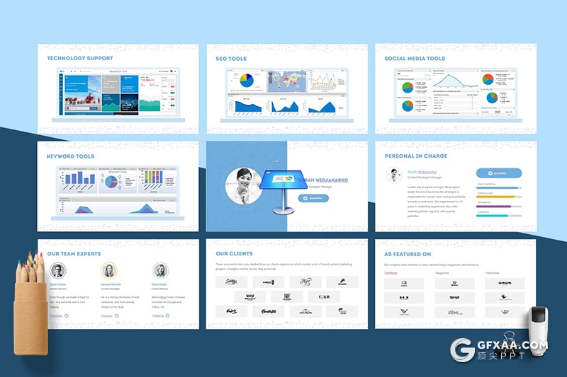 80页蓝色互联网营销推广商务工作计划总结keynote模板 - 顶尖PPT