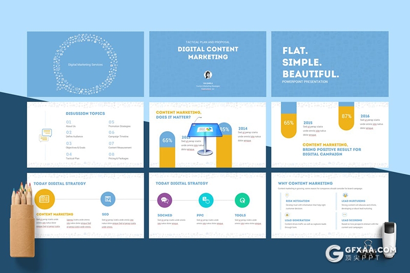80页蓝色互联网营销推广商务工作计划总结keynote模板 - 顶尖PPT