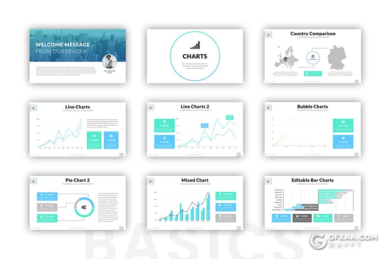 180页蓝色国外简约线条商务工作计划总结企业介绍2020年终汇报keynote模板 - 顶尖PPT