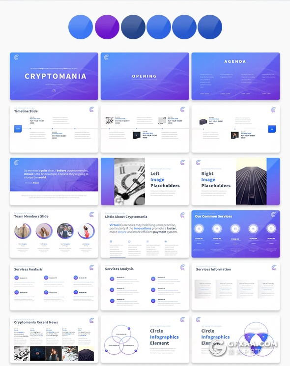 50页国外高级商务数据图形设计工作计划总结通用PPT模板10种主题配色 - 顶尖PPT