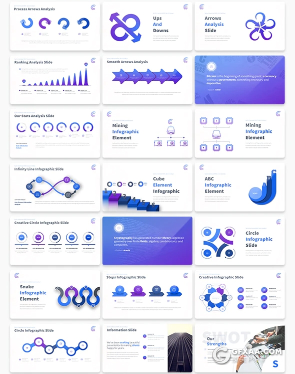 50页国外高级商务数据图形设计工作计划总结通用PPT模板10种主题配色 - 顶尖PPT