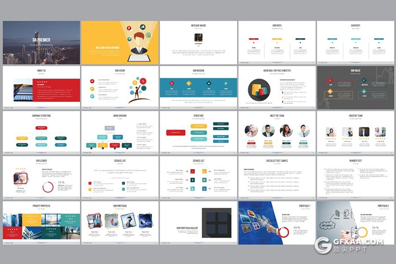 100页彩色2021新年计划工作总结国外创意数据信息图形PPT模板 - 顶尖PPT