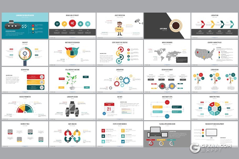 100页彩色2021新年计划工作总结国外创意数据信息图形PPT模板 - 顶尖PPT