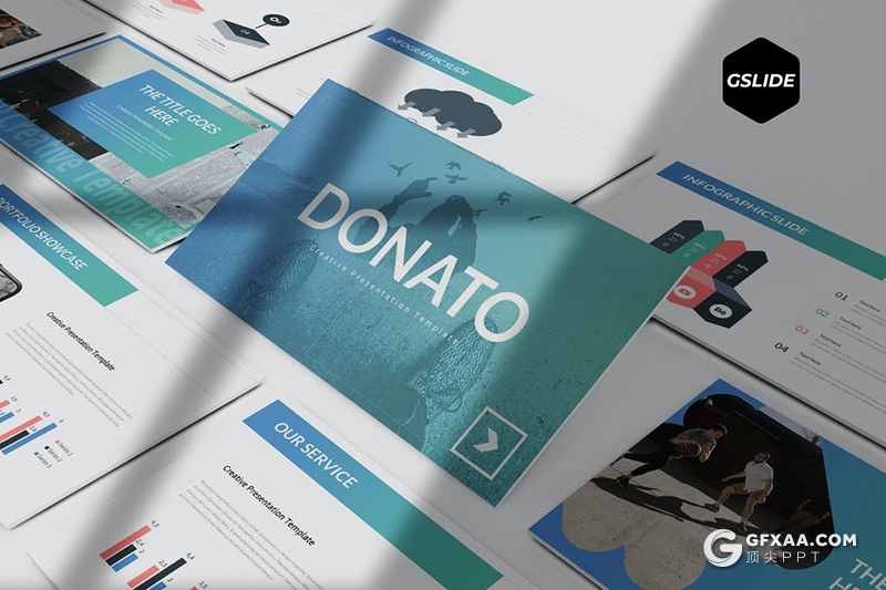 30页蓝绿渐变企业工作计划总结多用途Google slides模板5种主题配色 - 顶尖PPT