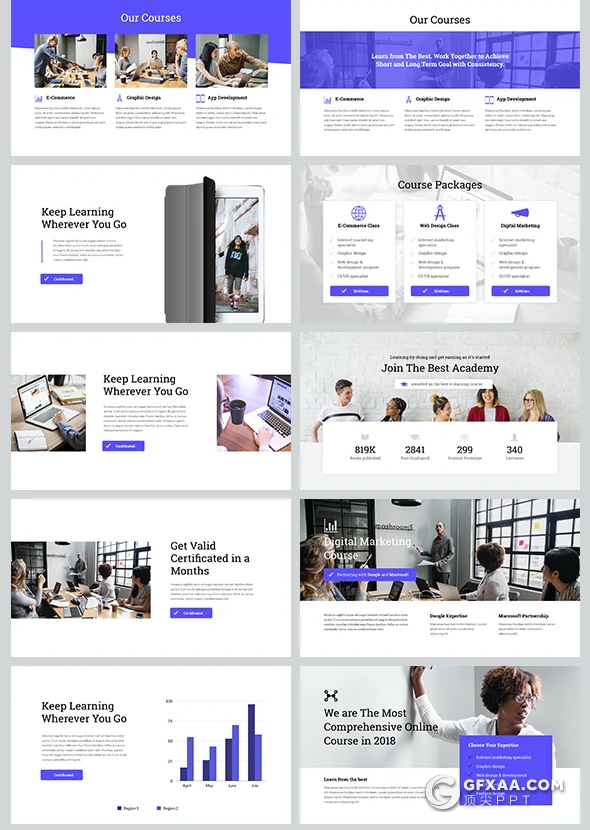38页蓝色扁平化大学教育培训机构工作计划总结PPT模板 - 顶尖PPT