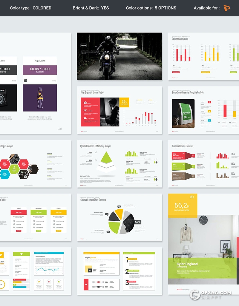 92页彩色国外精美设计商务多用途PPT模板5种主题配色 - 顶尖PPT