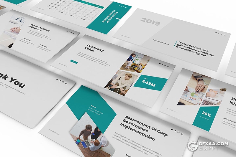 30页国外扁平化企业宣传内部会议工作计划总结PPT模板 - 顶尖PPT