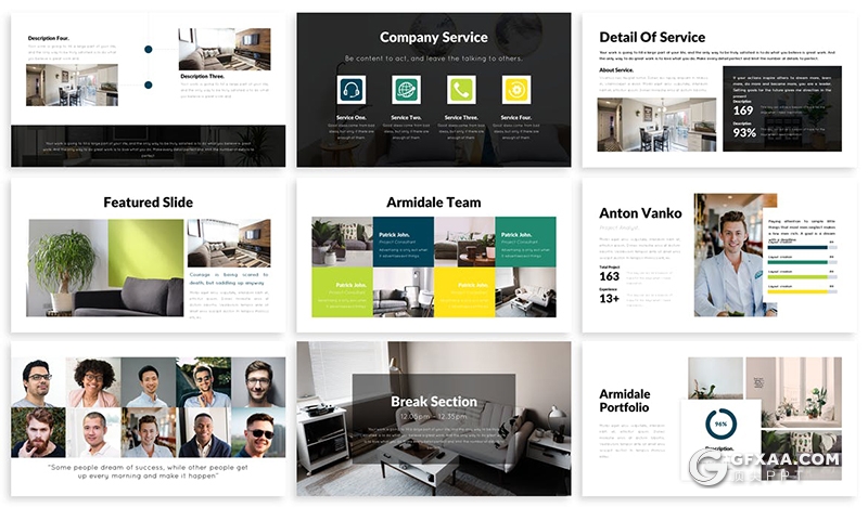 30页商务风格企业办公环境宣传介绍工作计划总结PPT模板5种主题配色 - 顶尖PPT