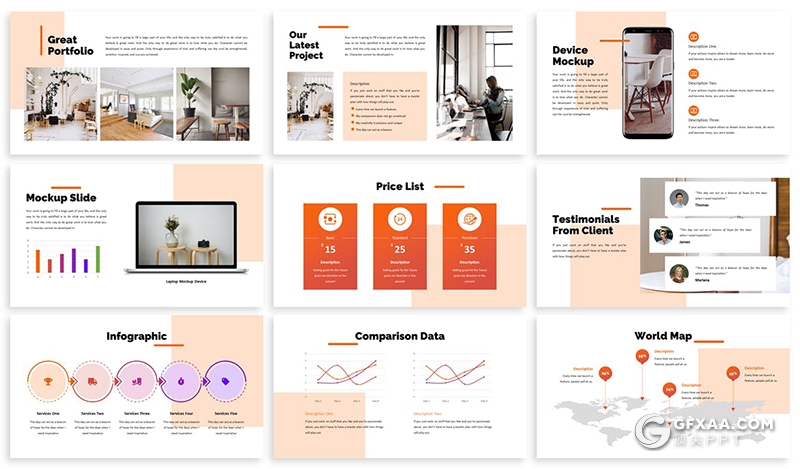 30页简约文艺小清新风格PPT模板5种主题配色 - 顶尖PPT