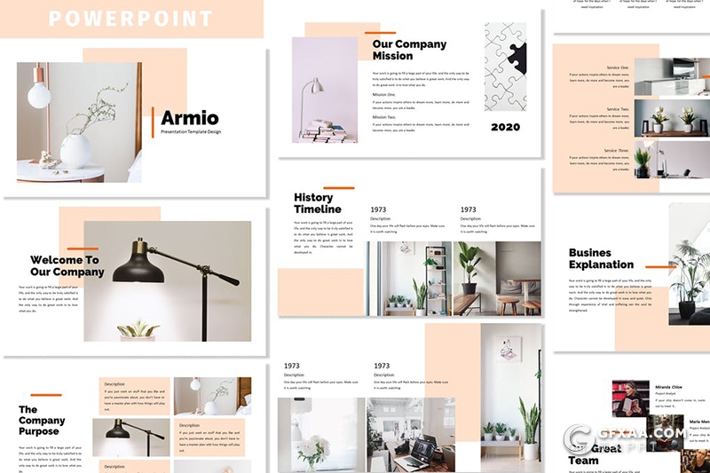 30页简约文艺小清新风格PPT模板5种主题配色 - 顶尖PPT