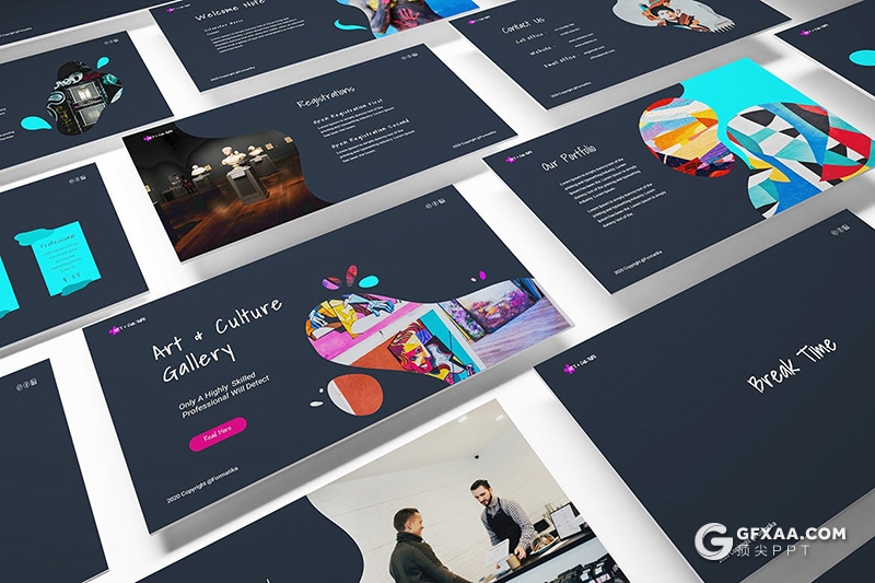 31页创意波浪图形设计国外多用途keynote模板 - 顶尖PPT