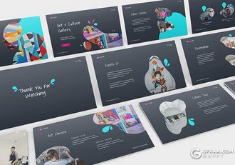 31页创意波浪图形设计国外多用途PPT模板 - 顶尖PPT