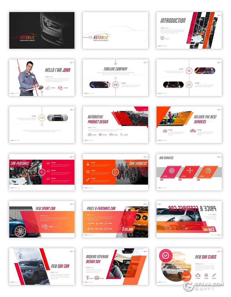 50页汽车品牌介绍汽车展示PPT模板5种主题配色 - 顶尖PPT