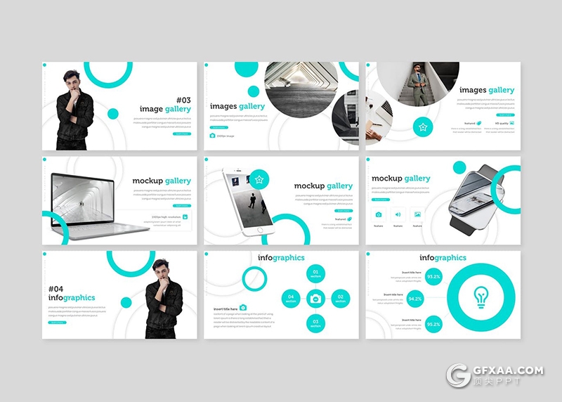 30页创意圆形版式设计企业团队介绍工作计划总结PPT模板5种主题配色 - 顶尖PPT