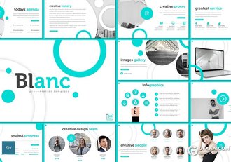 30页创意圆形版式设计企业团队介绍工作计划总结keynote模板5种主题配色 - 顶尖PPT
