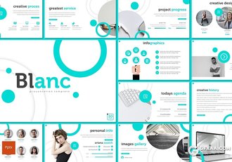 30页创意圆形版式设计企业团队介绍工作计划总结PPT模板5种主题配色 - 顶尖PPT