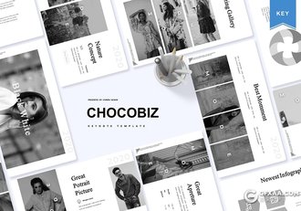 30页灰色系时尚流行模特写真展示PPT模板5种主题配色 - 顶尖PPT