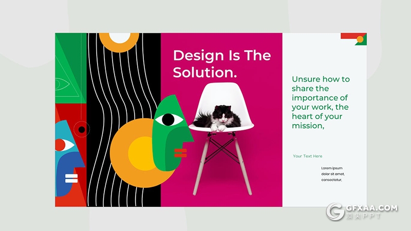 30页创意作品展示图形版式设计彩色精美国外Google slides模板 - 顶尖PPT