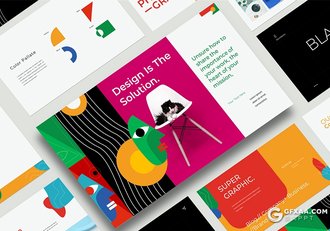 30页创意作品展示图形版式设计彩色精美国外keynote模板 - 顶尖PPT