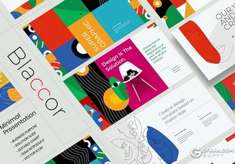 30页创意作品展示图形版式设计彩色精美国外PPT模板 - 顶尖PPT