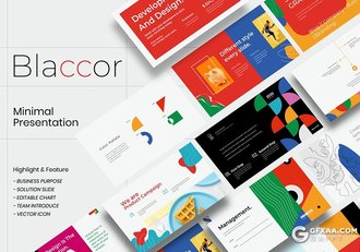 30页创意作品展示图形版式设计彩色精美国外Google slides模板 - 顶尖PPT