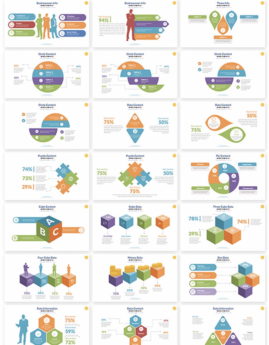 商务对比分析层级信息展示图形PPT模板 - 顶尖PPT
