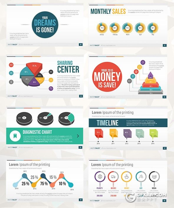 90页国外商务风格彩色商务图形设计企业介绍工作计划总结PPT动画模板 - 顶尖PPT