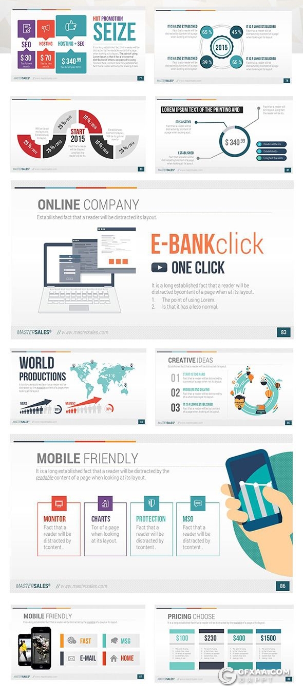 90页国外商务风格彩色商务图形设计企业介绍工作计划总结PPT动画模板 - 顶尖PPT