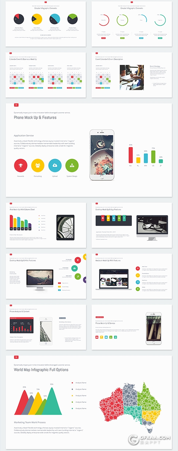 100页国外商务风格企业介绍项目报告年终工作计划PPT模板5种主题配色 - 顶尖PPT