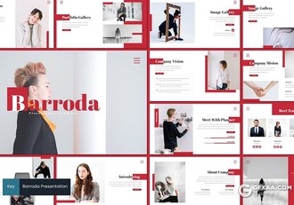 30页扁平化简约时尚模特服装展示摄影展示keynote模板5种主题配色 - 顶尖PPT