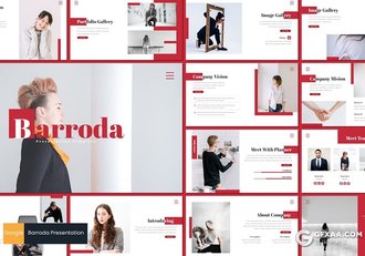 30页扁平化简约时尚模特服装展示摄影展示Google slides模板5种主题配色 - 顶尖PPT