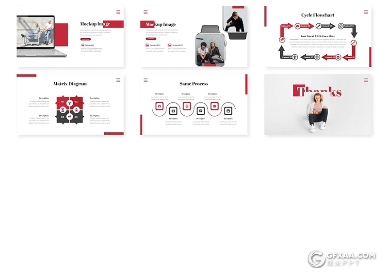 30页扁平化简约时尚模特服装展示摄影展示Google slides模板5种主题配色 - 顶尖PPT