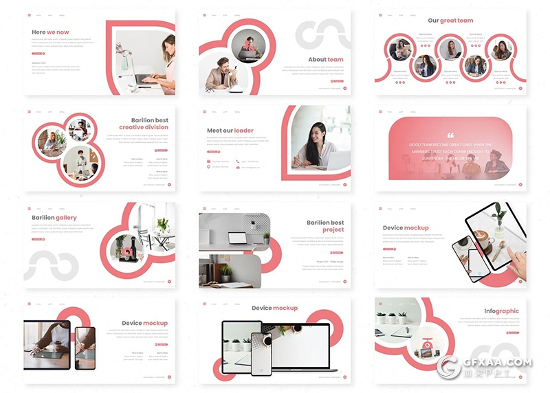 30页创意圆形版式简约风格年终工作汇报新年计划keynote模板5种主题配色 - 顶尖PPT