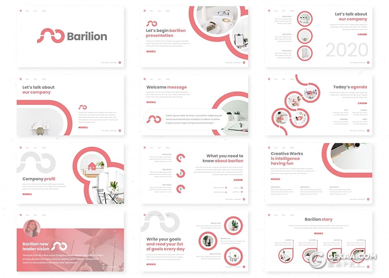 30页创意圆形版式简约风格年终工作汇报新年计划keynote模板5种主题配色 - 顶尖PPT