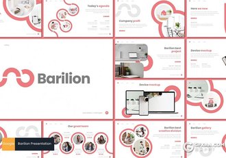 30页创意圆形版式简约风格年终工作汇报新年计划Google slides模板5种主题配色 - 顶尖PPT