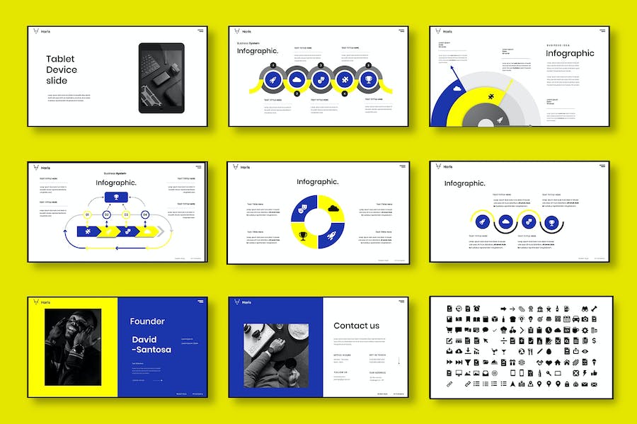 黄蓝色商务项目路演Keynote模板 - 顶尖PPT