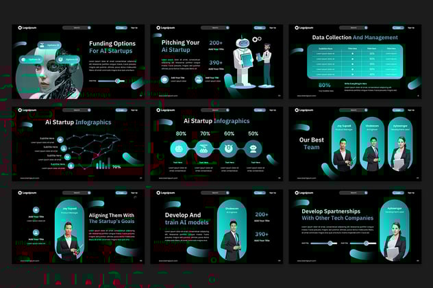 人工智能初创技术AI PPT模板 - 顶尖PPT