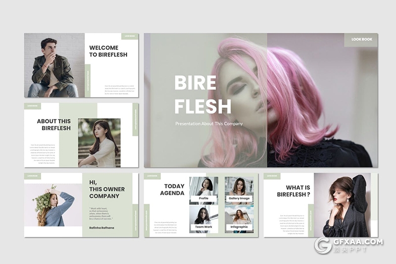 30页时尚模特写真摄影图片展示keynote模板5种主题配色 - 顶尖PPT