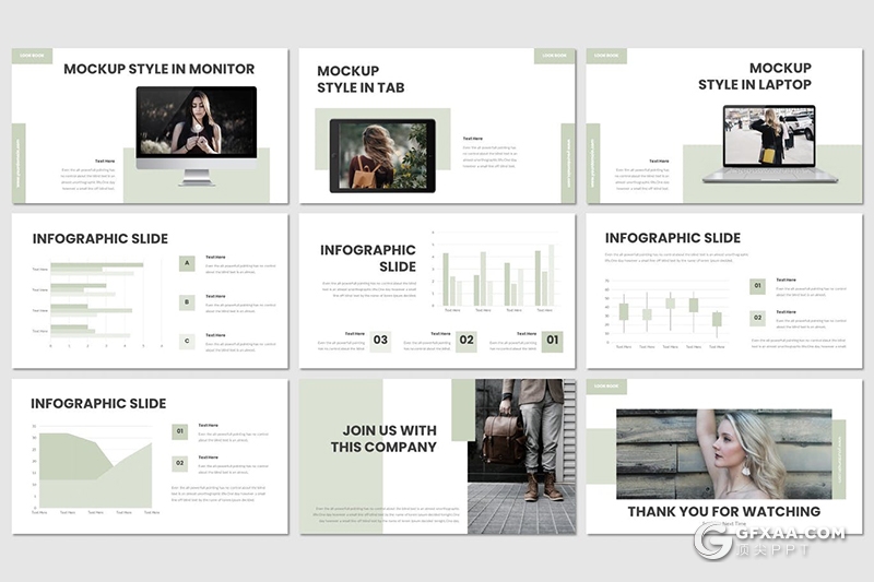 30页时尚模特写真摄影图片展示keynote模板5种主题配色 - 顶尖PPT